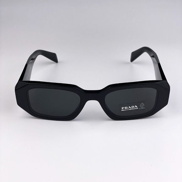 Prada PR17WS 1AB5S0 Sunglasses Black Gray Rectangle Unisex - Picture 7 of 13